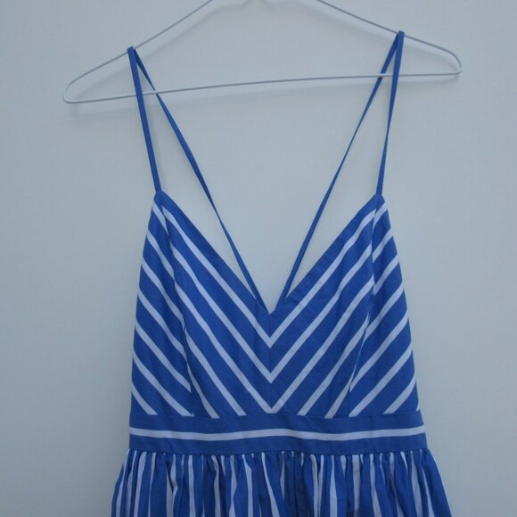 NWT J.Crew Long Drapey Spaghetti-strap Maxi in White Blue Stripe Dress 0 - Picture 8 of 11